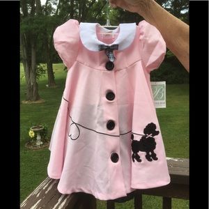 🎀Pink Poodle Swing Dress White Peter Pan Collar Checker Bow Swing Style Sz3 NWT